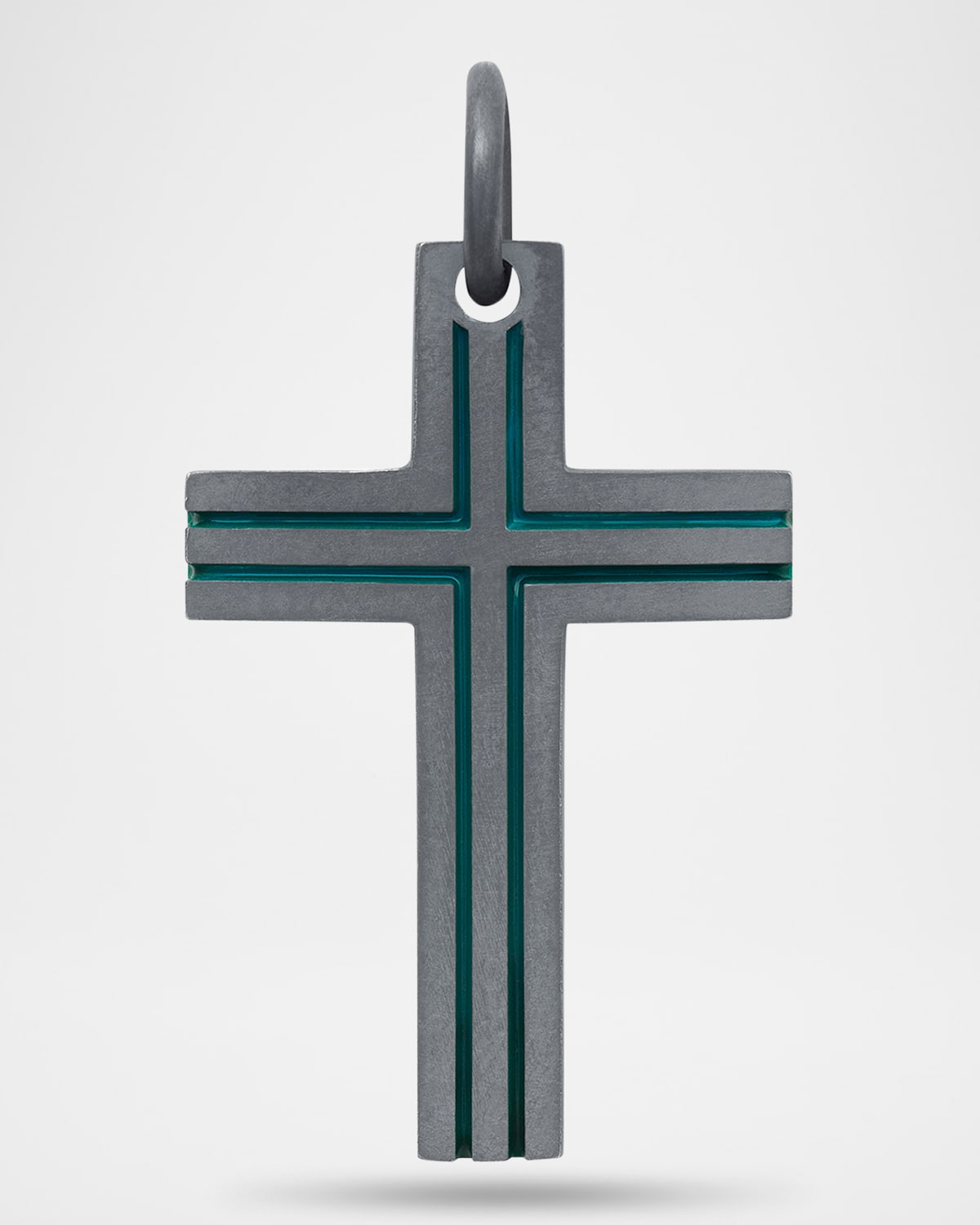 Men's The Cross Oxidized Sterling Silver Art Deco Cross Pendant