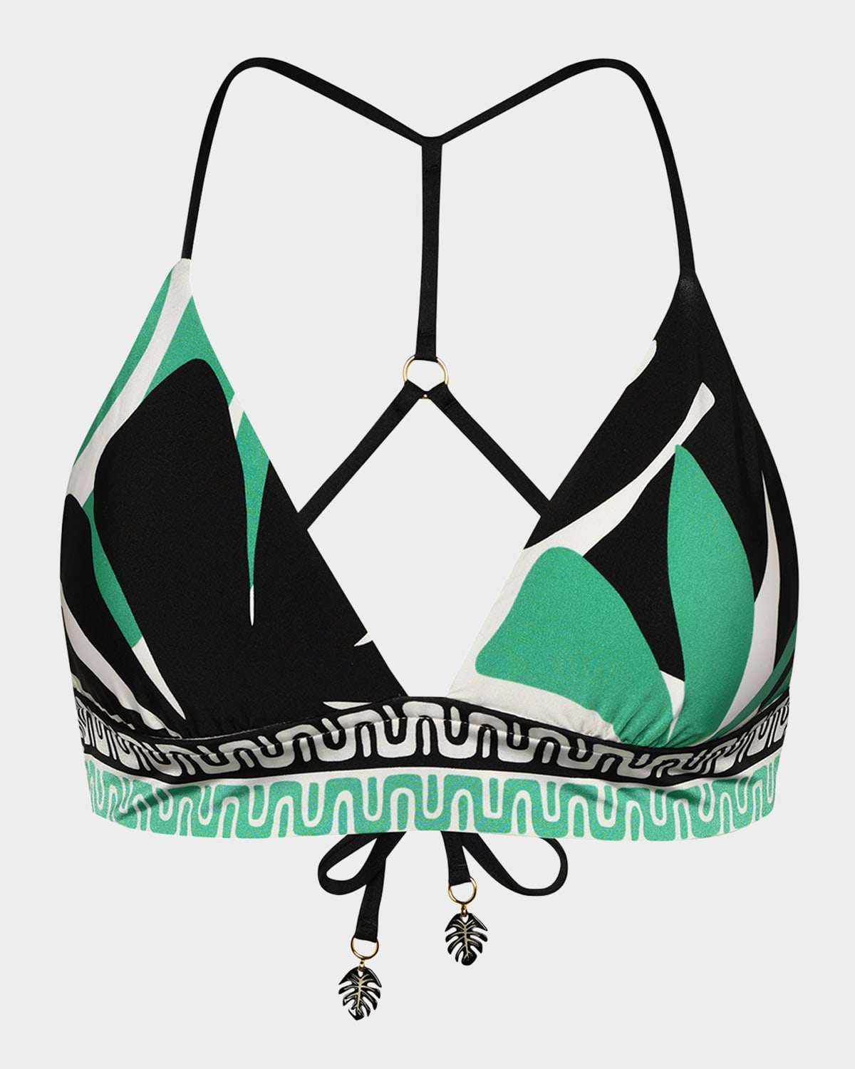 Sunshine 79 Monstera Banded Triangle Bikini Top In Multi