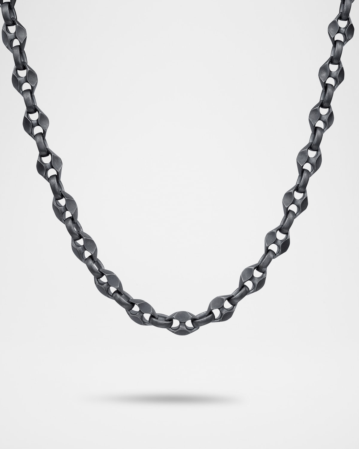 Men's Ulysses Oxidized Sterling Silver Faceted Link Necklace, 20.5"L