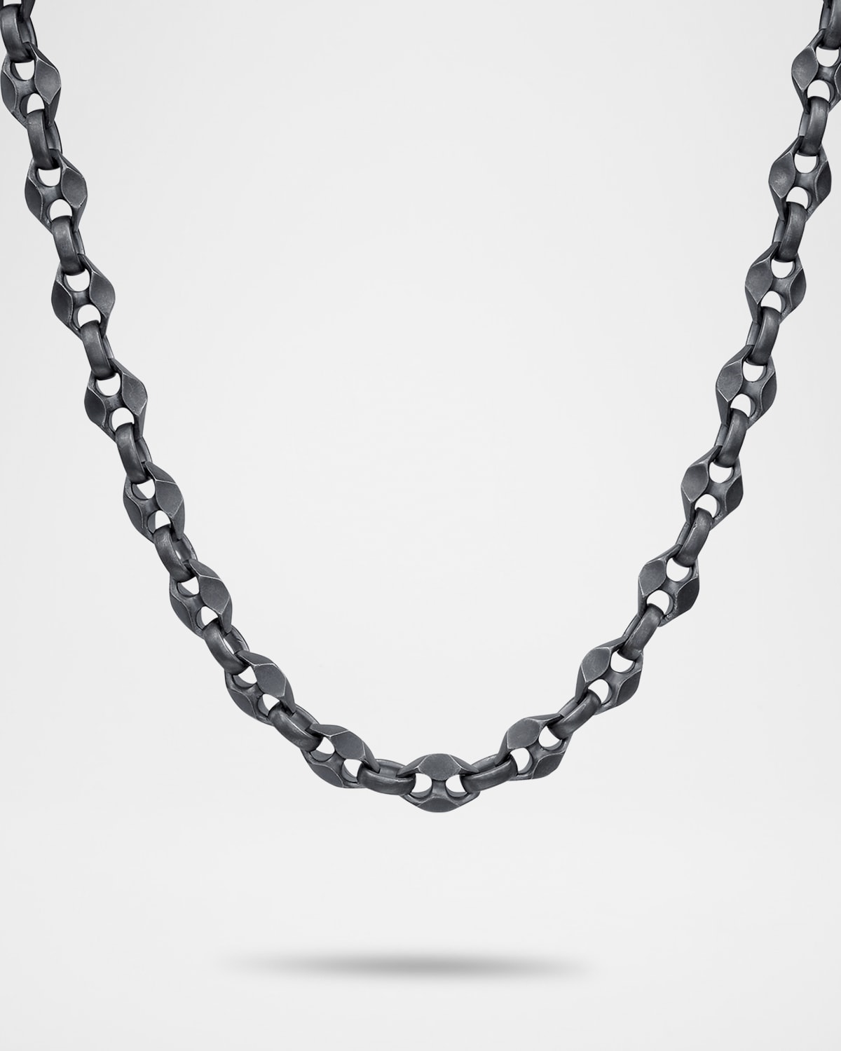 Men's Ulysses Oxidized Sterling Silver Faceted Link Necklace, 22.5"L