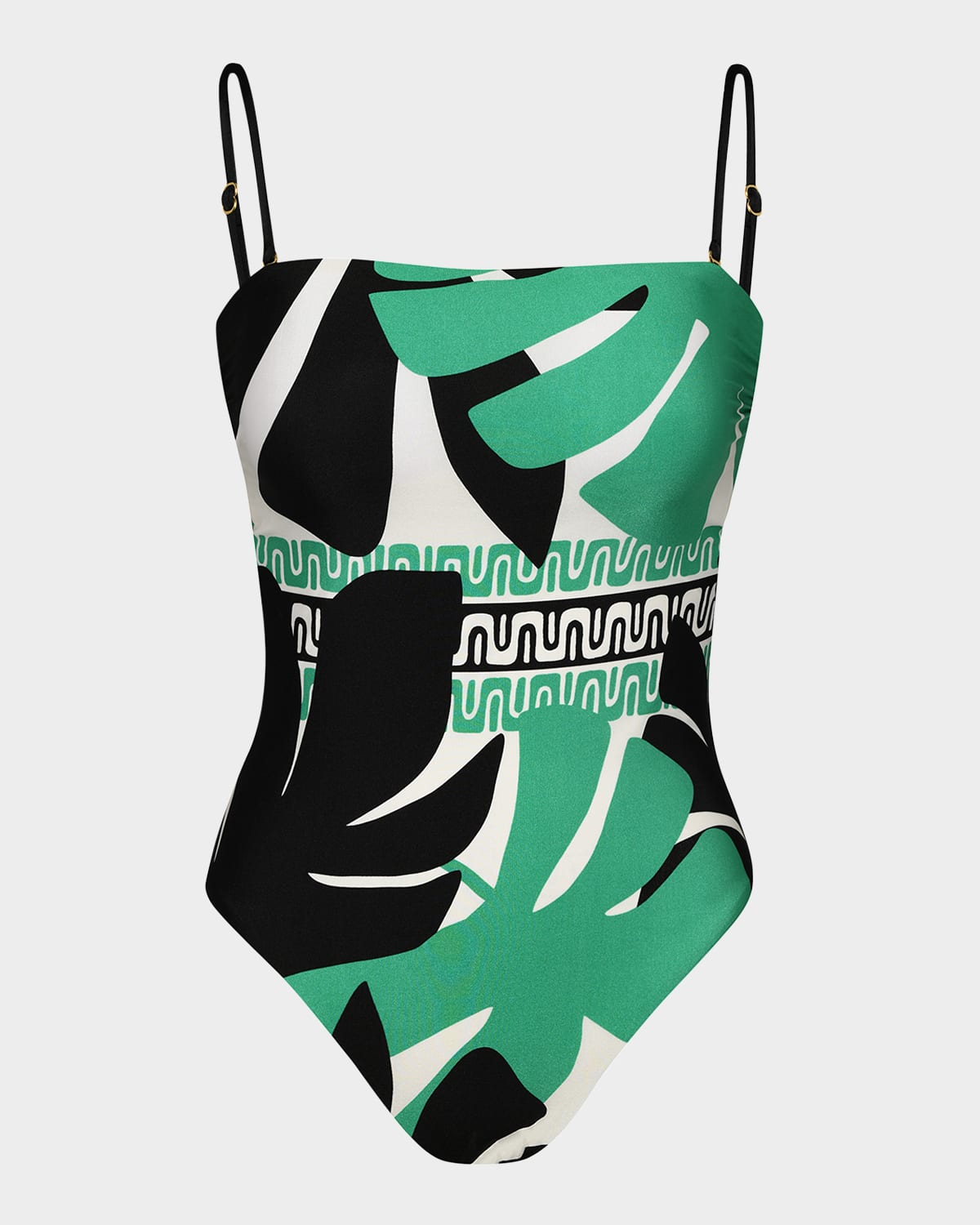 Sunshine 79 Monstera Bandeau One-piece Swimsuit In Multi