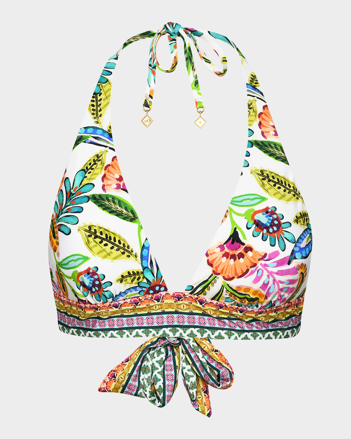 Sunshine 79 Jungle Banded Halter Bikini Top In Multi