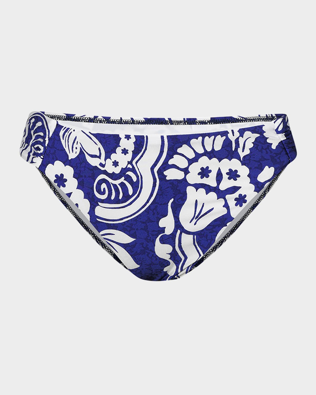 Sunshine 79 Flower Shirred Side Hipster Bikini Bottoms In Ultramarine