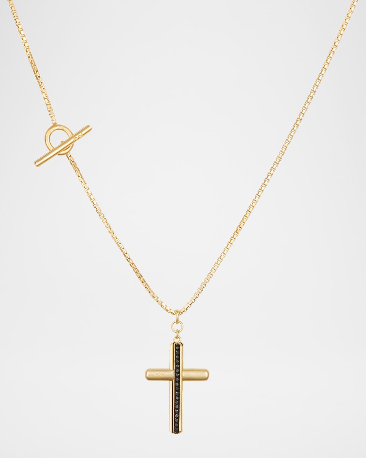 Men's Acies 18K Gold Vermeil Black Diamond Cross Pendant Necklace