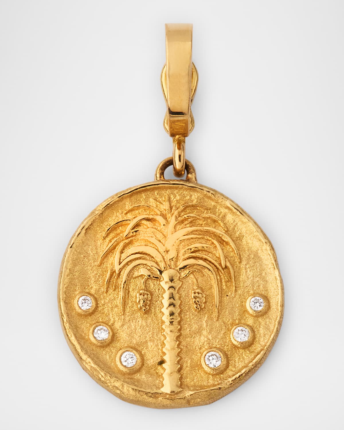 Prosperity Palm Tree Small Diamond Coin Pendant