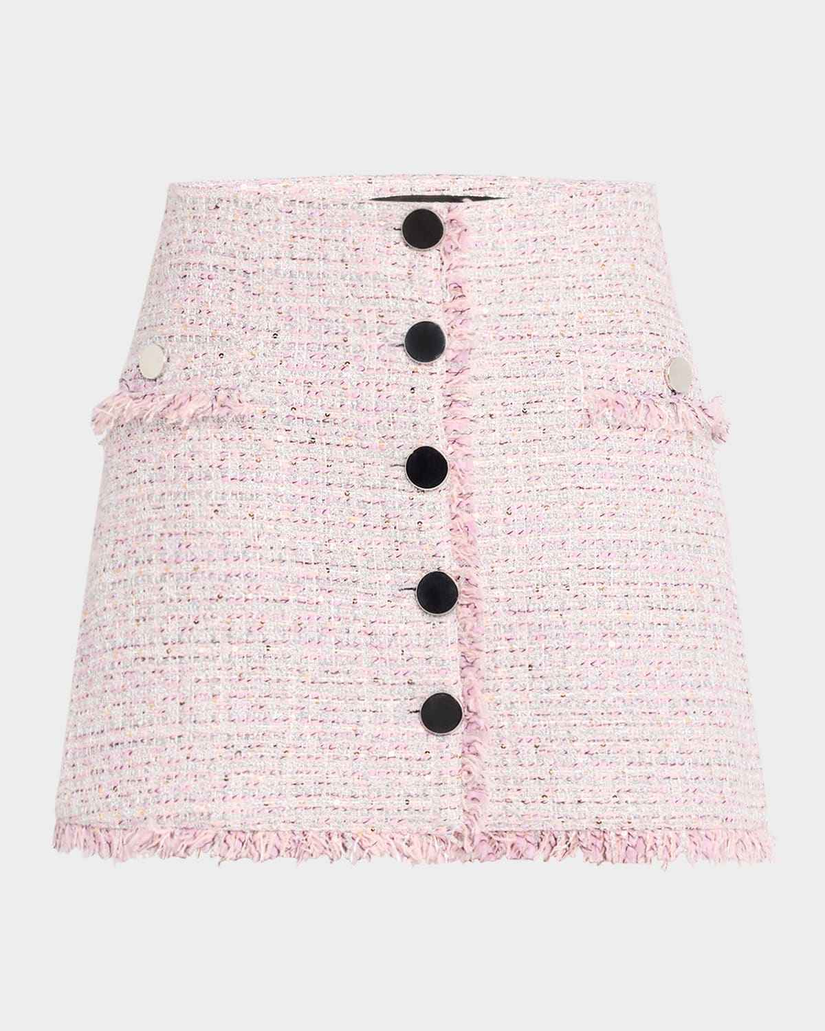 Ariel Button-Front Tweed Mini Skirt