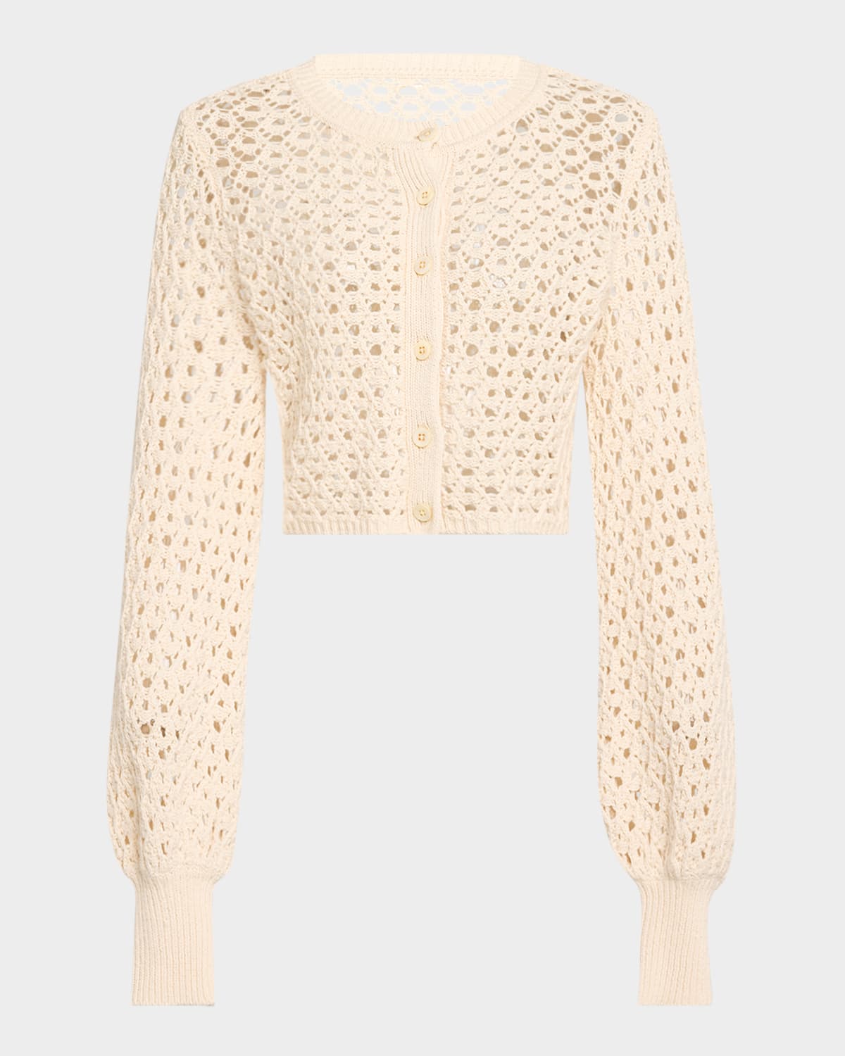Toccin Tori Blouson-Sleeve Crochet Cardigan
