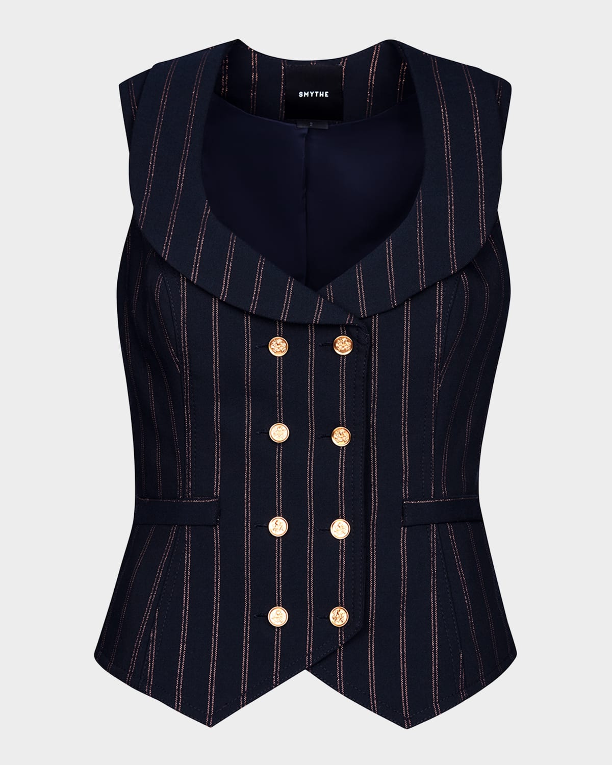 Striped Portrait-Neck Vest