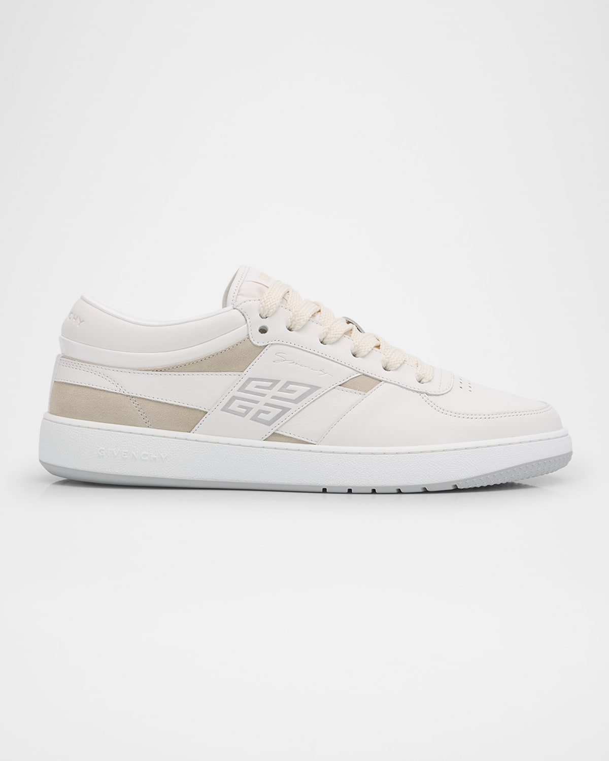 Shop Givenchy Men's G Move Leather Low-top Sneakers In White Beige