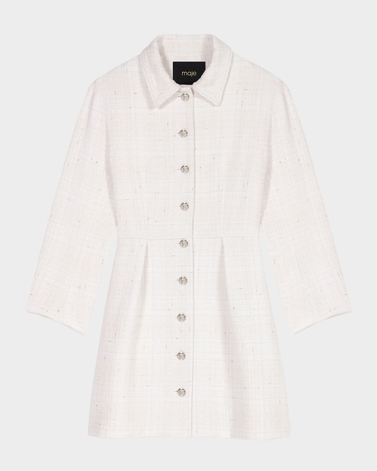 Royce Shiny Tweed-Effect Mini Shirtdress