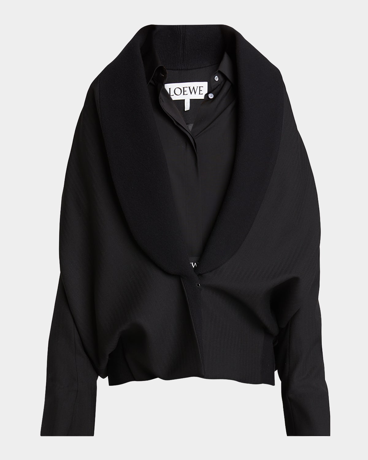 Shop Loewe Layered Bomber Jacket With Logo Detail In Black
