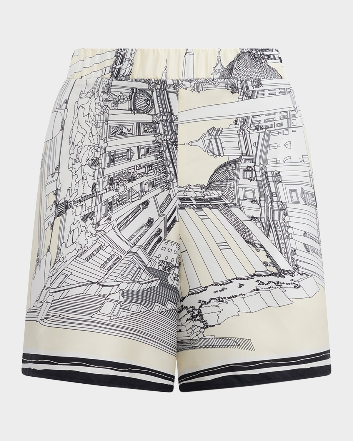 Juvia Landmark-Print Silk Twill Shorts