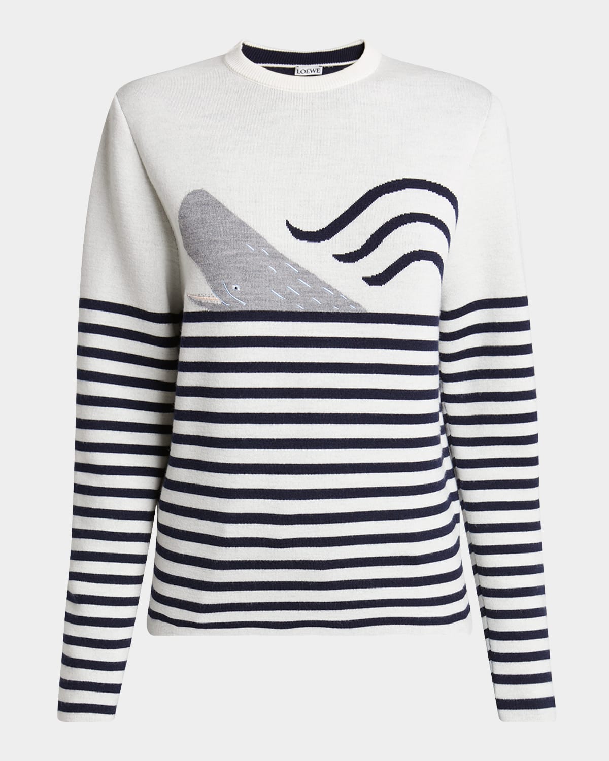 Whale Intarsia Stripe Wool Sweater