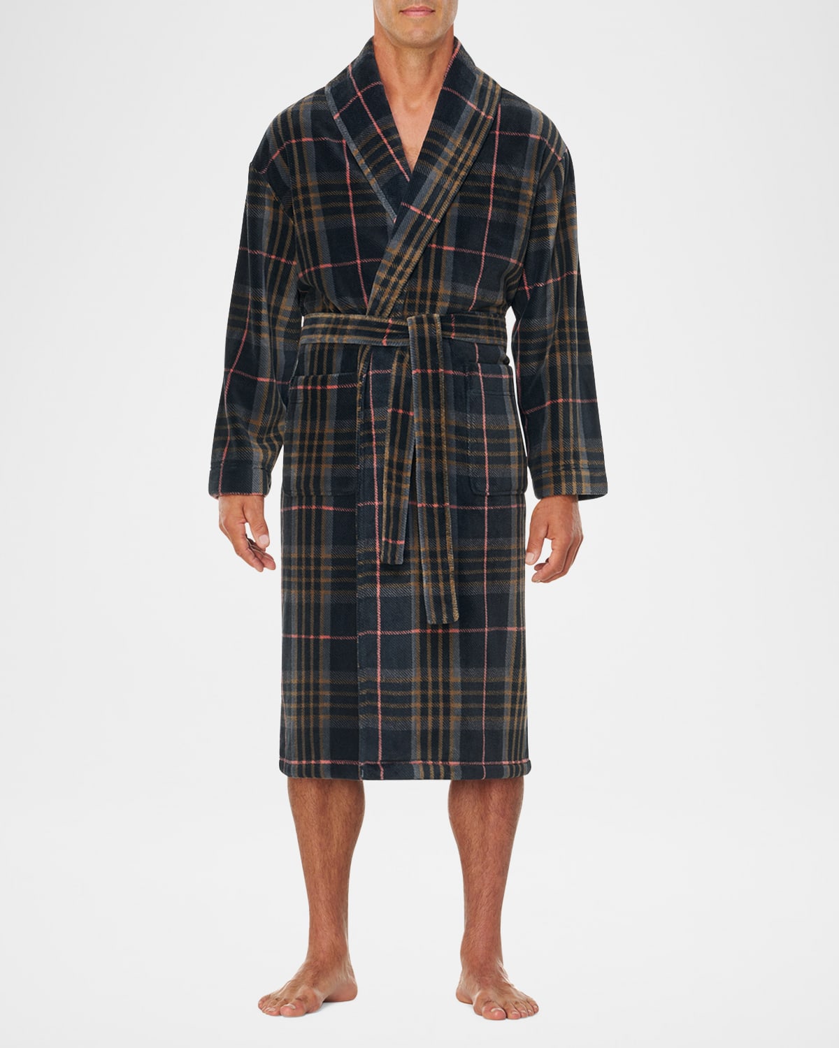 Men's Plaid Plush Fleece Robe