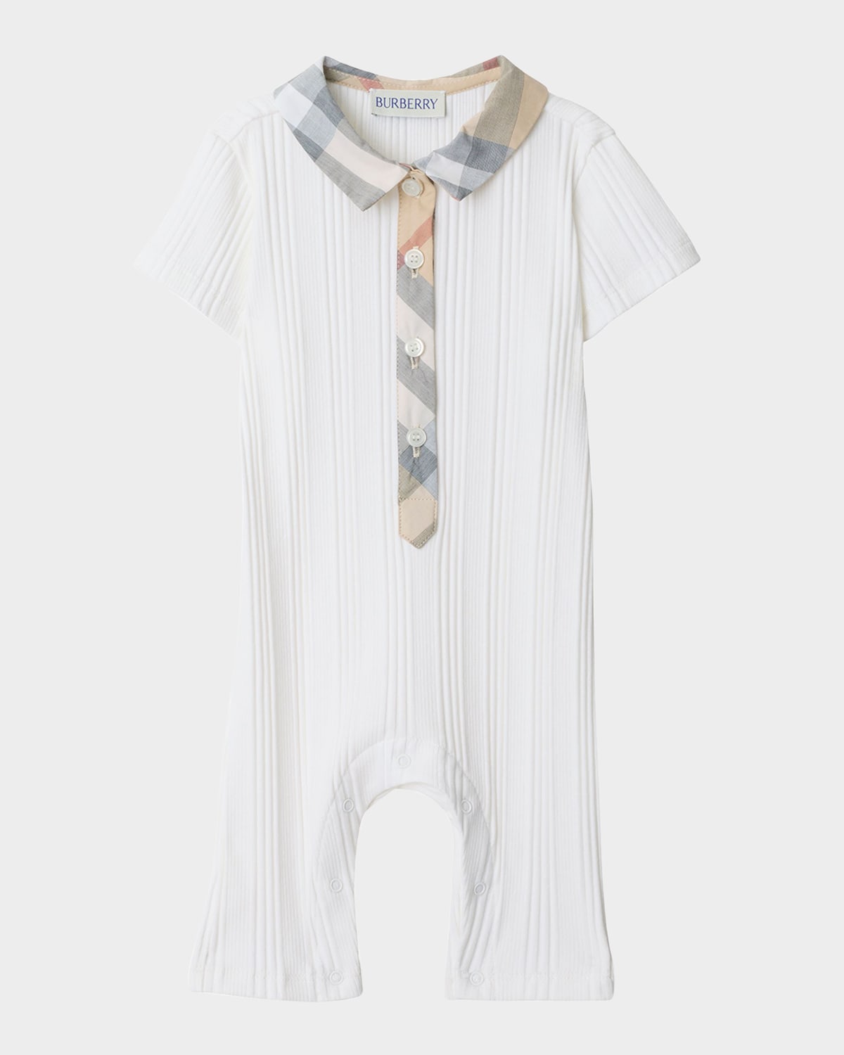 Burberry Boy's Jaxon Check Playsuit In White