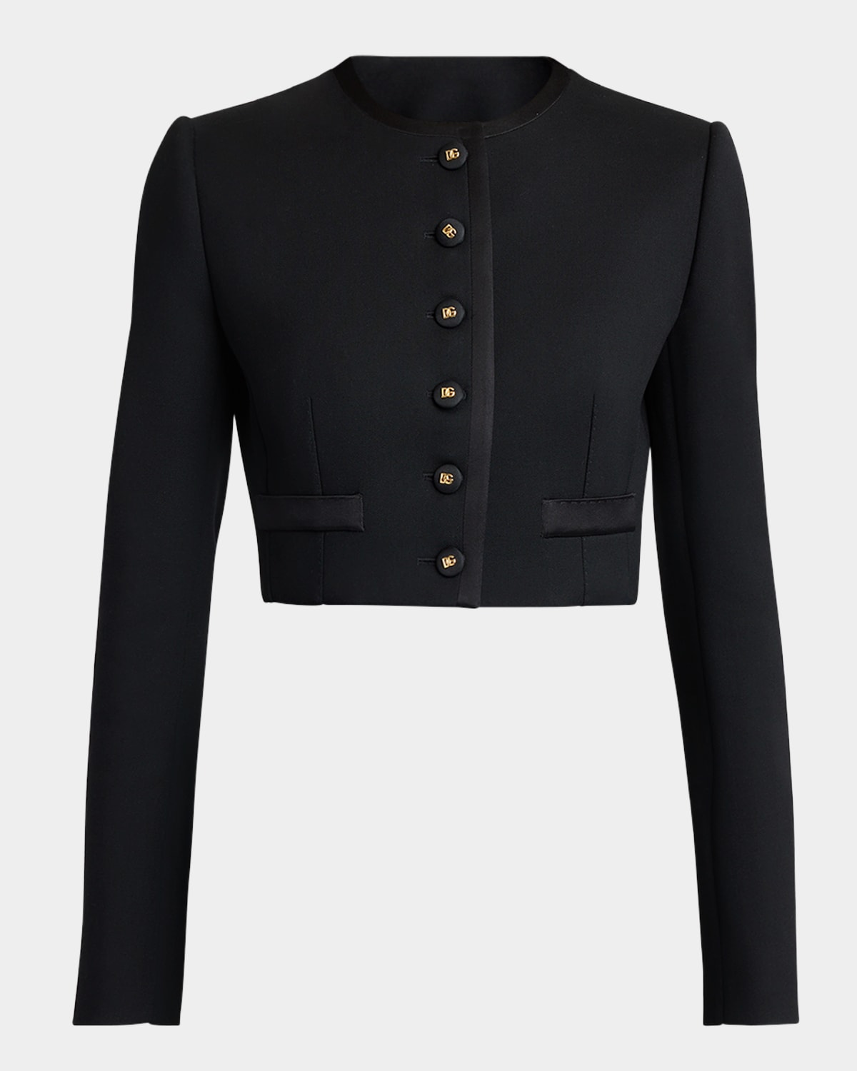 Dolce & Gabbana Cropped Single-breasted Wool Jacket In Black