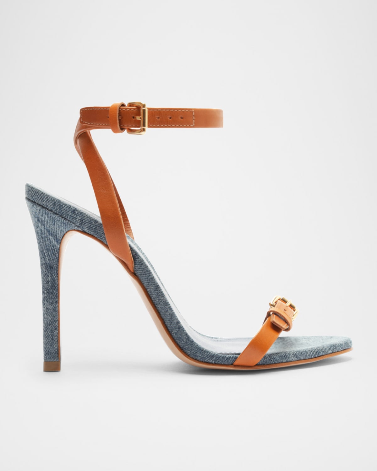 Leather Buckle Ankle-Strap Sandals