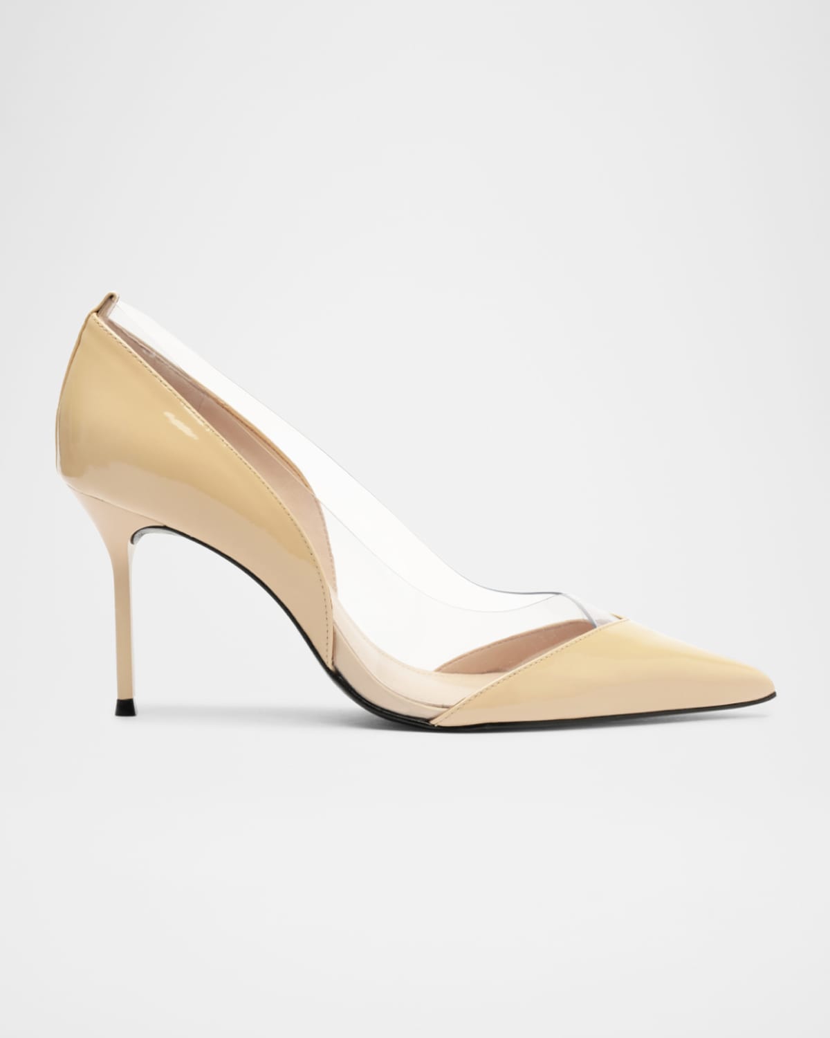 SCHUTZ ANDIE LEATHER VINYL STILETTO PUMPS 