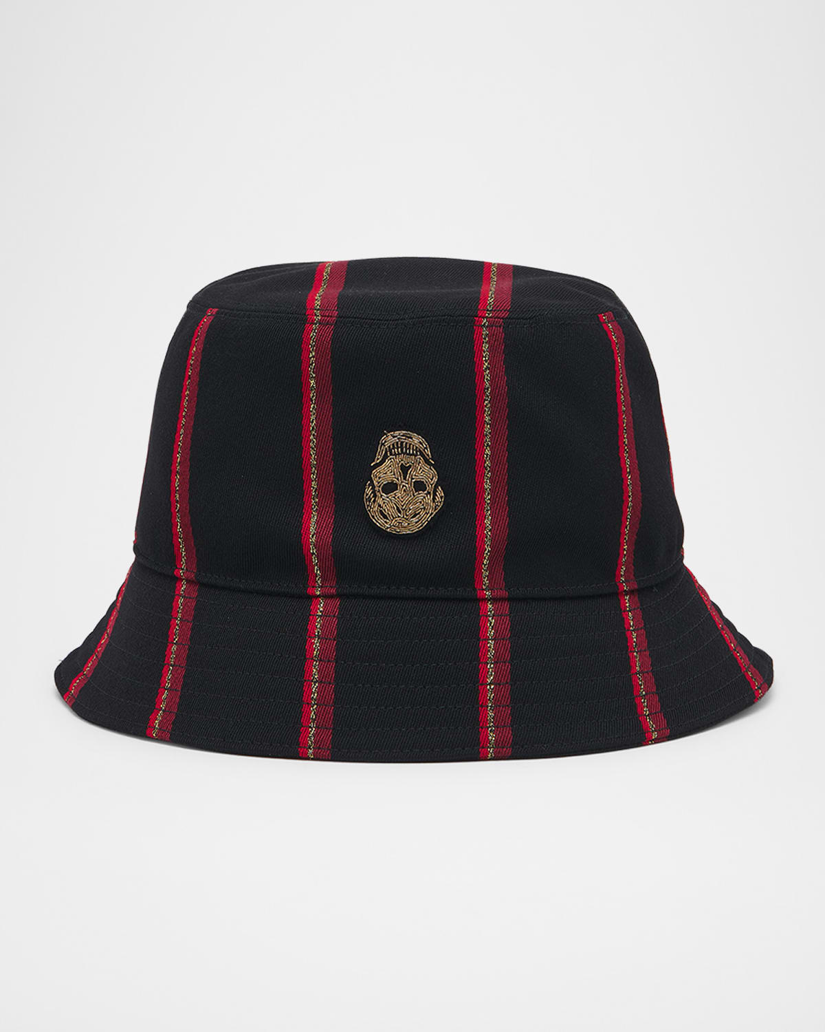 Men's Wool College Stripe Skull Bucket Hat