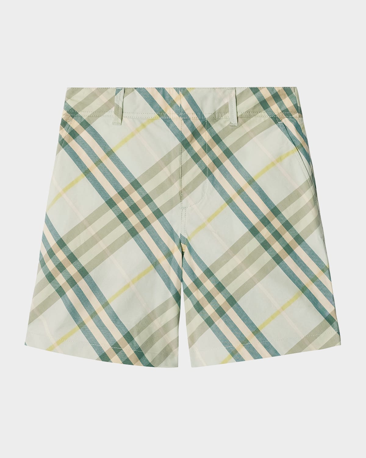 BURBERRY BOY'S OSCAR CHECK WOVEN COTTON SHORTS 