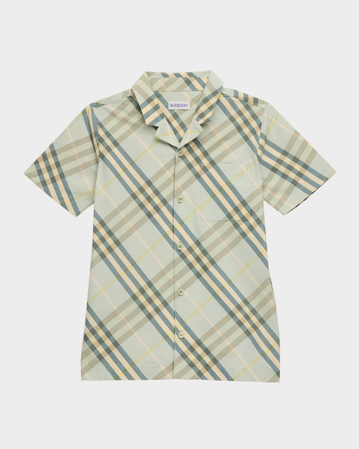 Burberry Boy's Check-print Button Down Shirt In Breeze Ip Check