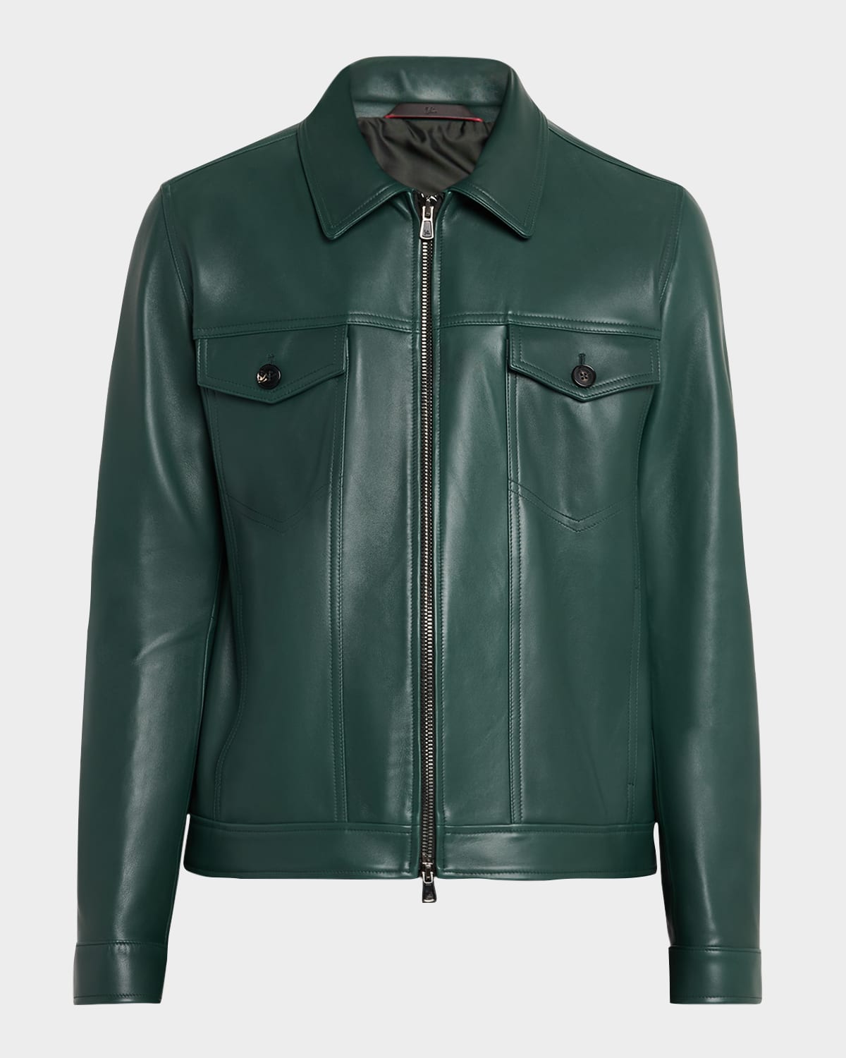 Men's Full-Zip Lambskin Trucker Jacket