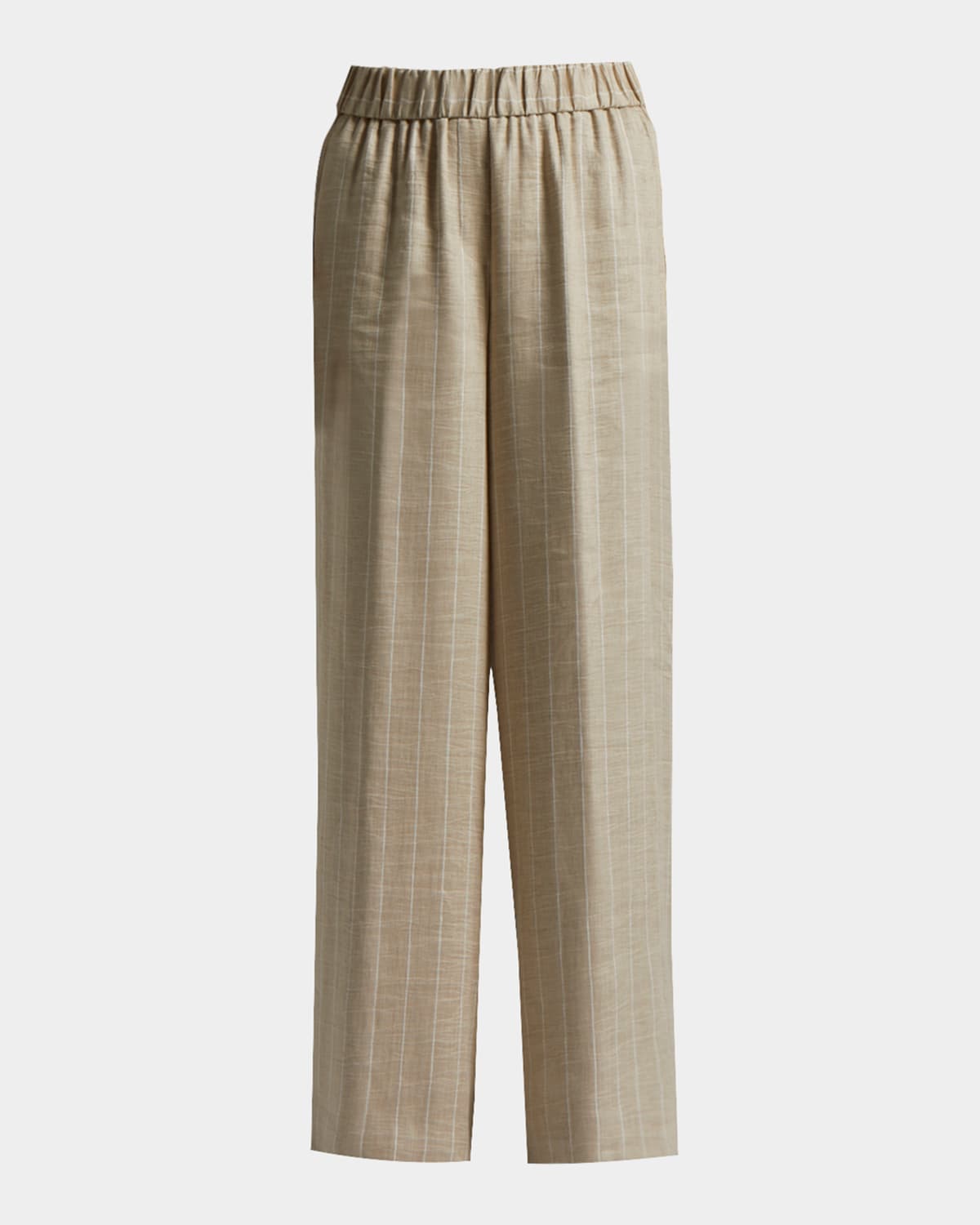 Peserico Striped Wide-leg Linen Pants In Amber Beige