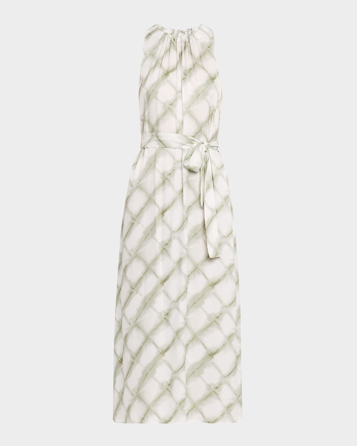 PESERICO SLEEVELESS OMBRE GRID-PRINT MIDI DRESS 