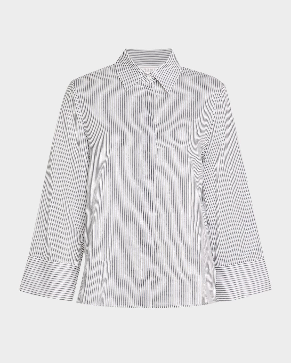 PESERICO STRIPED COTTON-SILK SHIRT 