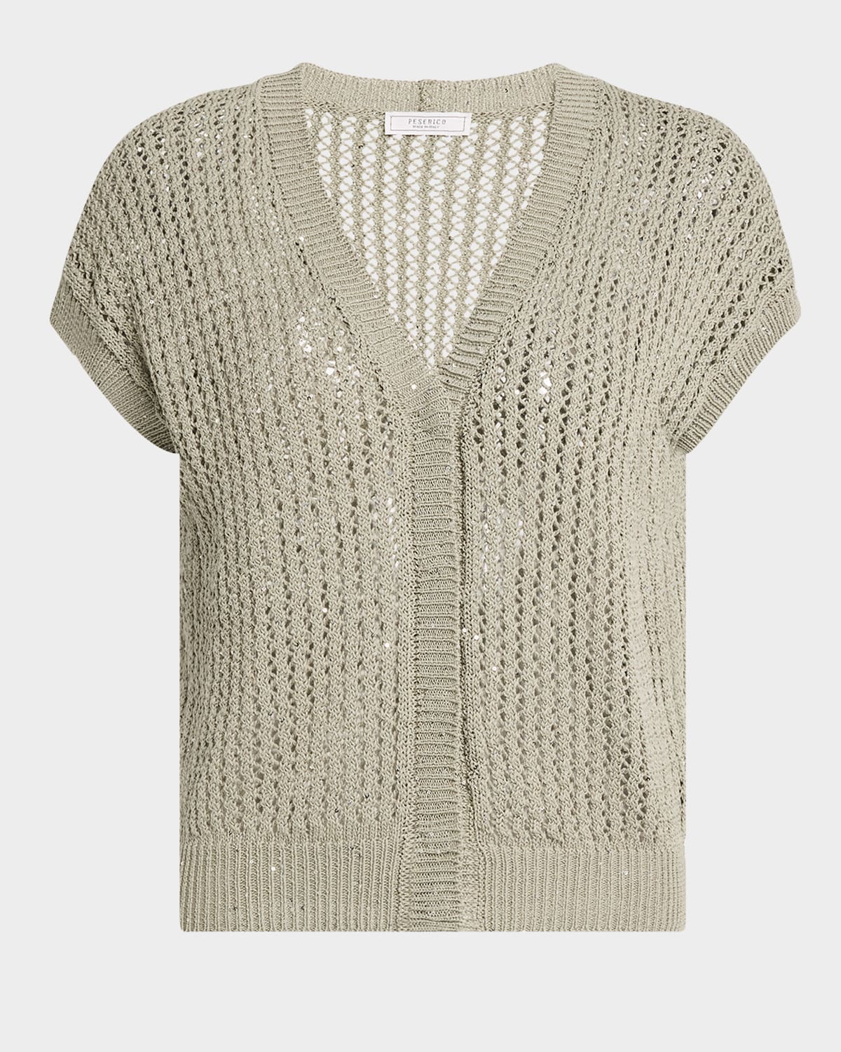 PESERICO OPEN-KNIT SEQUIN CARDIGAN 
