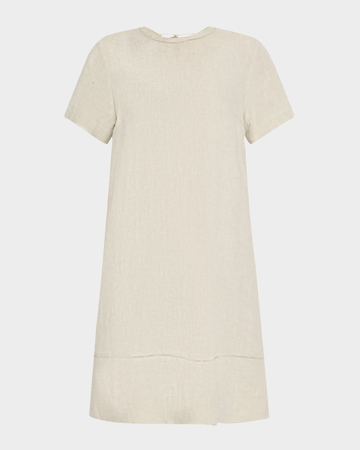 Shop Peserico Cutout Linen Shift Dress In Eucalyptus