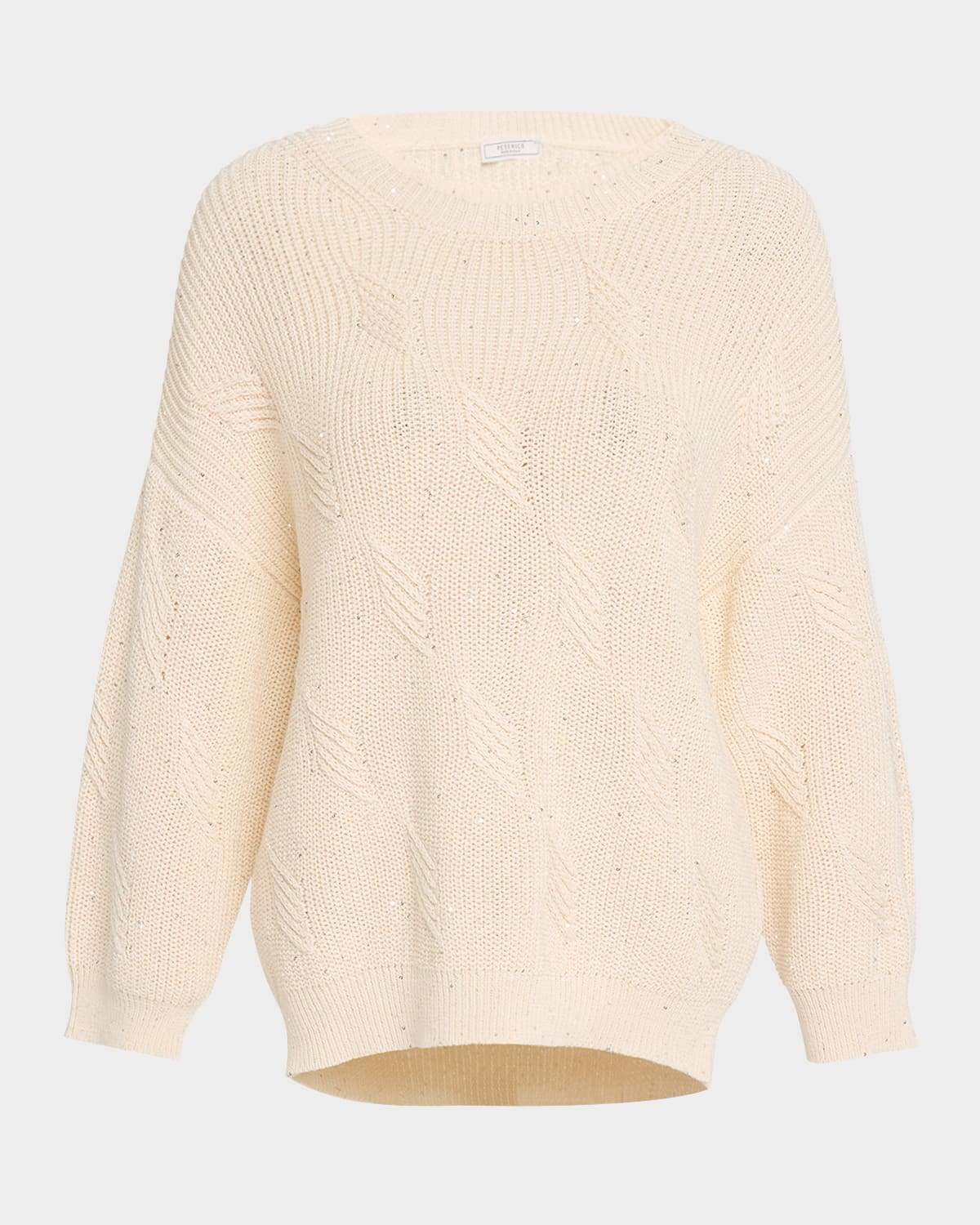 Peserico Textured Sequin Rib Knit Sweater In Quartz Sand