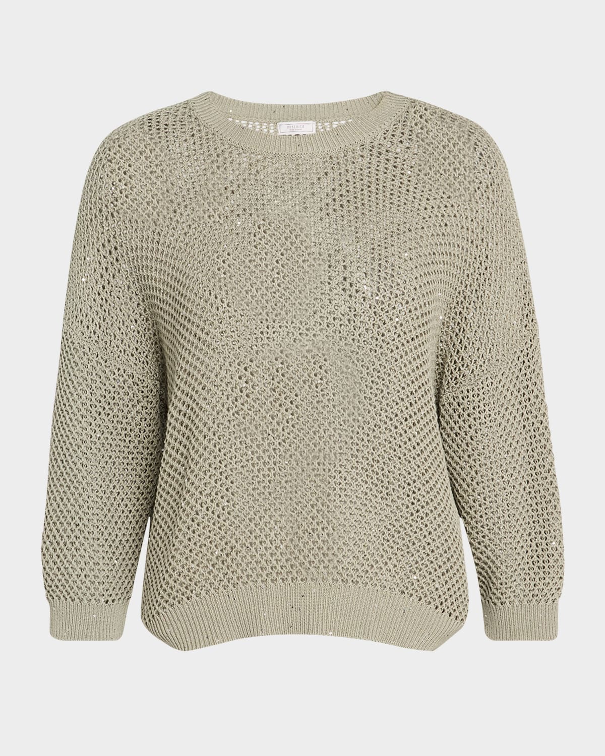 PESERICO OPEN-KNIT SEQUIN CREWNECK SWEATER 