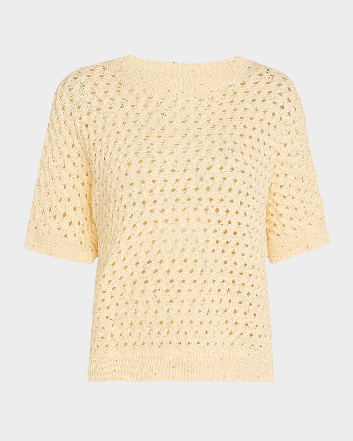 Peserico Sequin-embellished Open Knit Sweater In Sunshine Yellow