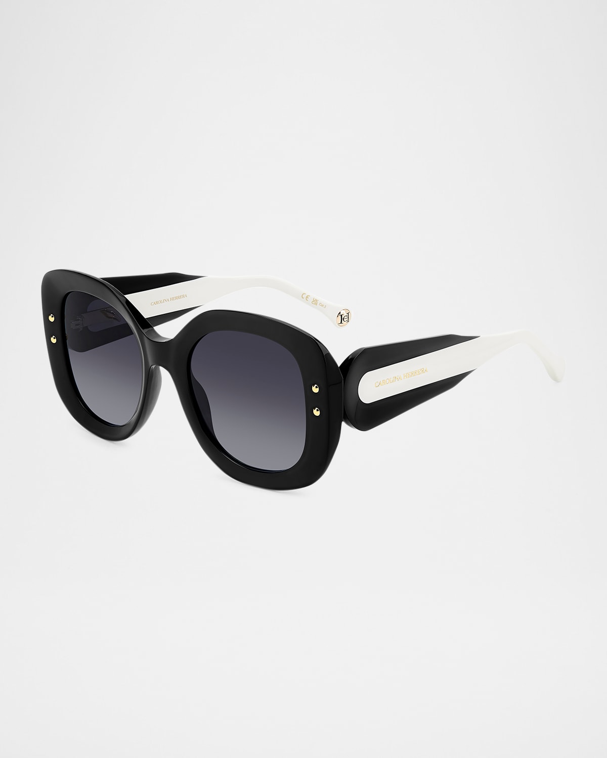 Carolina Herrera 53mm Gradient Rectangular Sunglasses With Removable Chain In Black