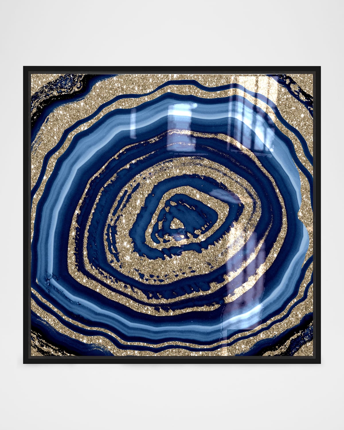 The Oliver Gal Artist Co. Deep Night Shimmer Agate Hand-embellished Framed Giclee In Blue
