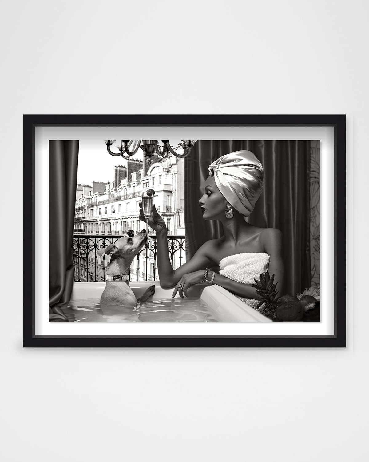 The Oliver Gal Artist Co. Tropical Bath Noir Framed Wall Art Print In Black
