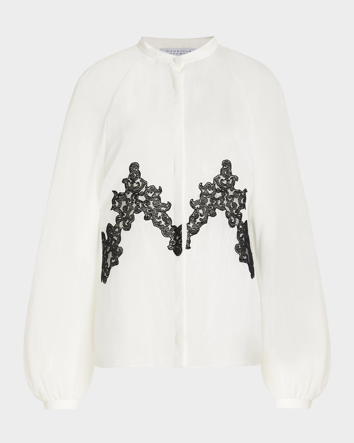 Gabriela Hearst Yately Lace-trimmed Silk-chiffon Blouse In Ivoryblack