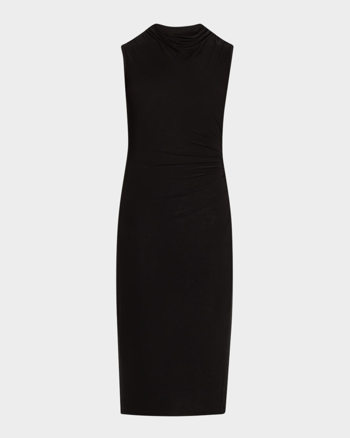 TRINA TURK SPRUCE RUCHED COWL-NECK MIDI DRESS 