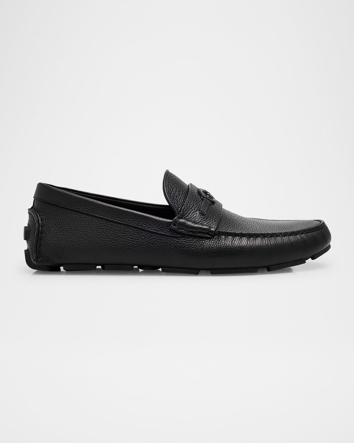 Gucci Men's Havel Interlocking G Leather Drivers In Black