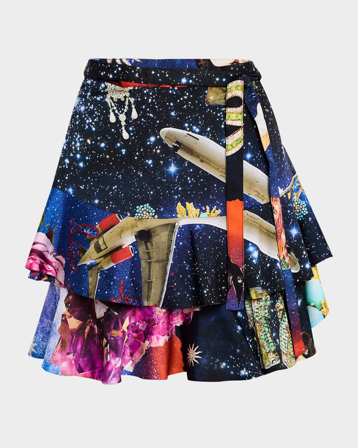 Libertine Starry Night Redux Mini Ruffle Wrap Skirt In Mul