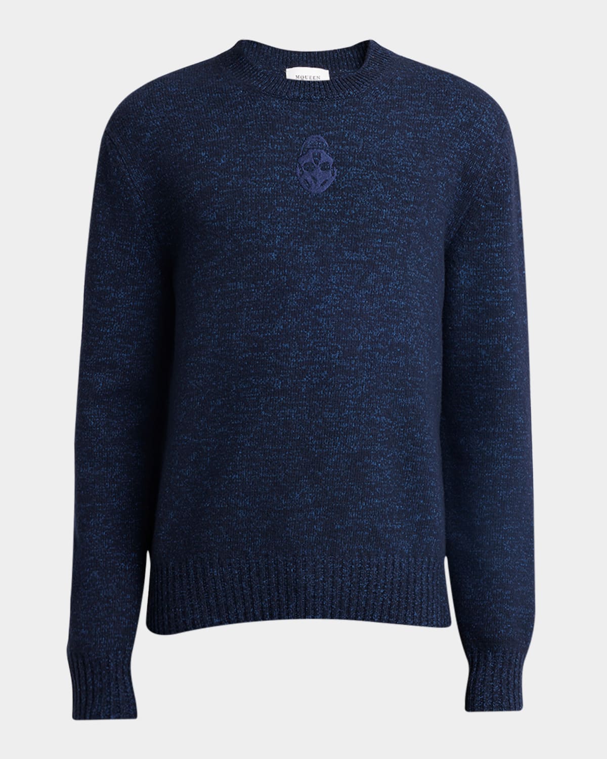 Alexander Mcqueen Men's Melange Wool Blend Sweater In Navy Mel