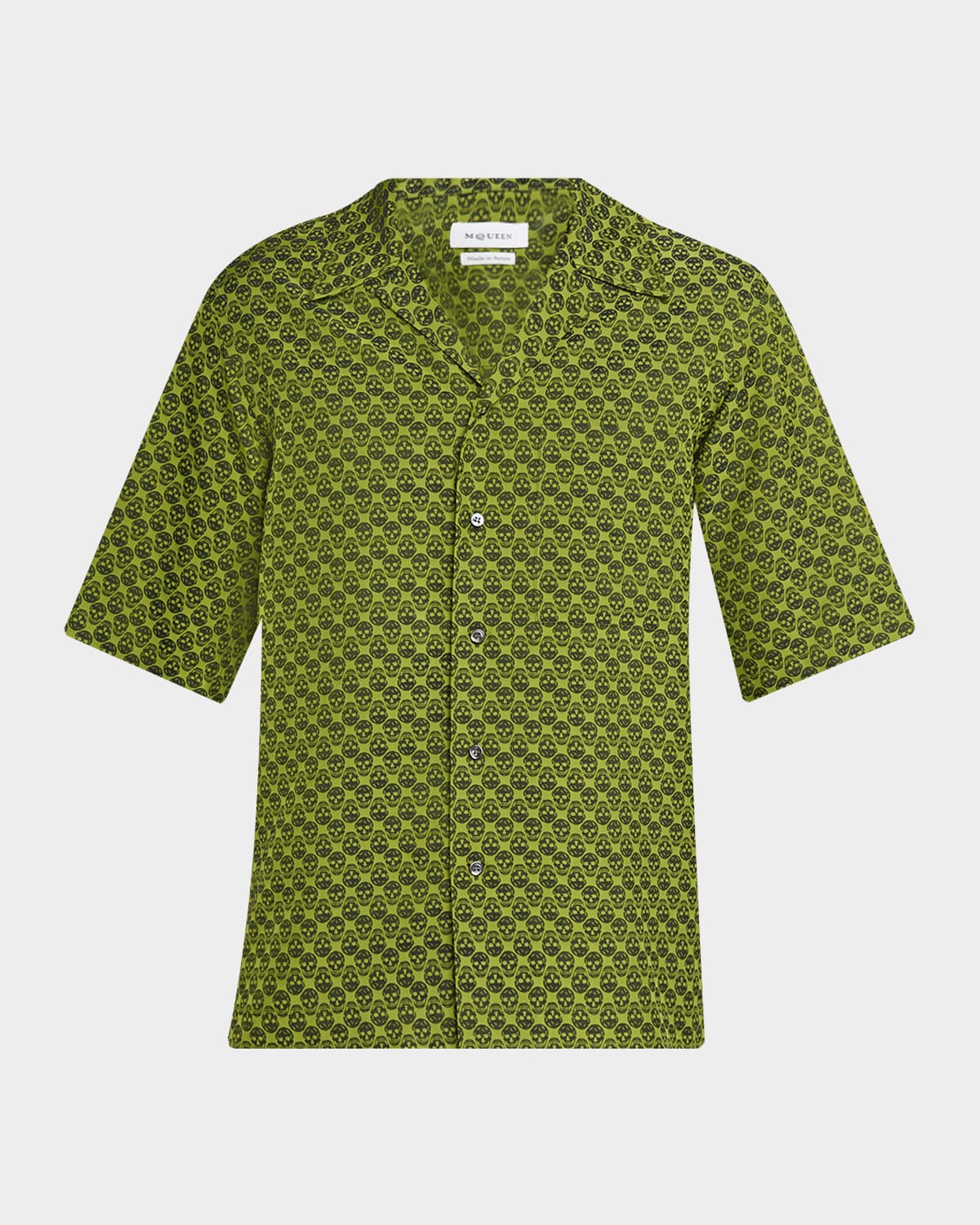 Alexander Mcqueen Men's Skull Jacquard Pajama Shirt In Green