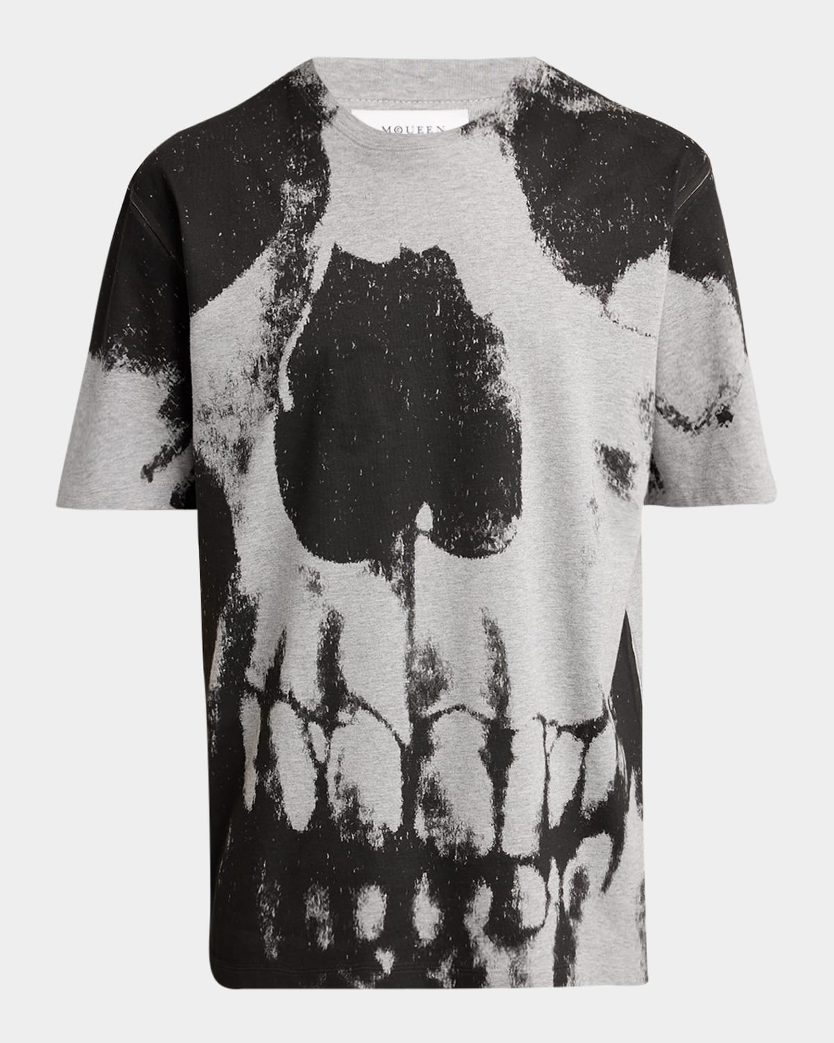 Shop Alexander Mcqueen Men's Large Skull-print T-shirt In Dove Grey