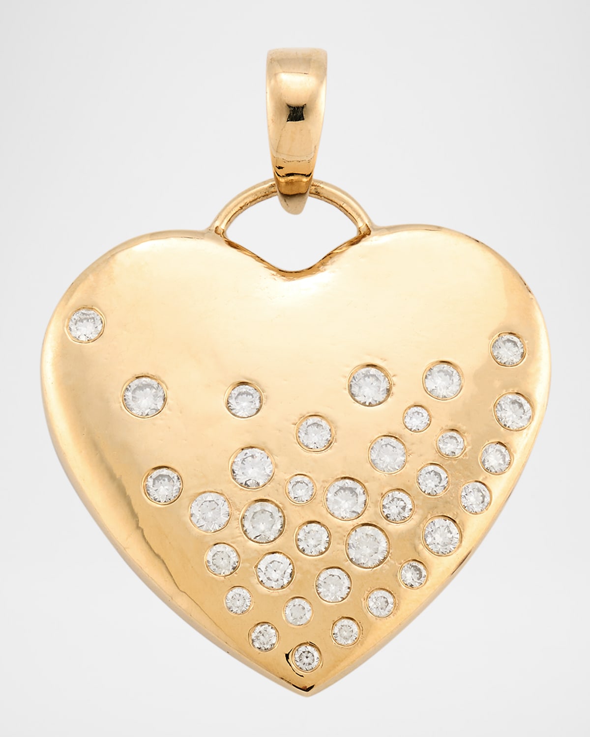 14K Yellow Gold Diamond Heart Charm