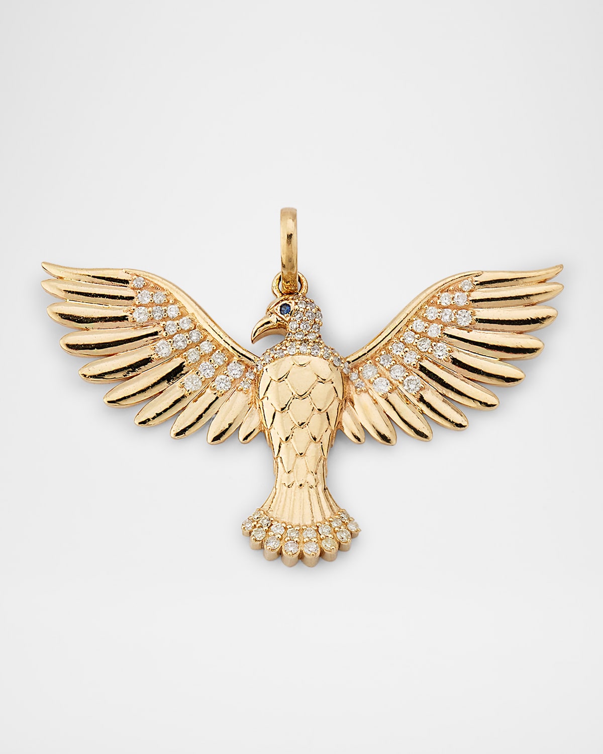 14K Yellow Gold Diamond and Sapphire Eagle Charm