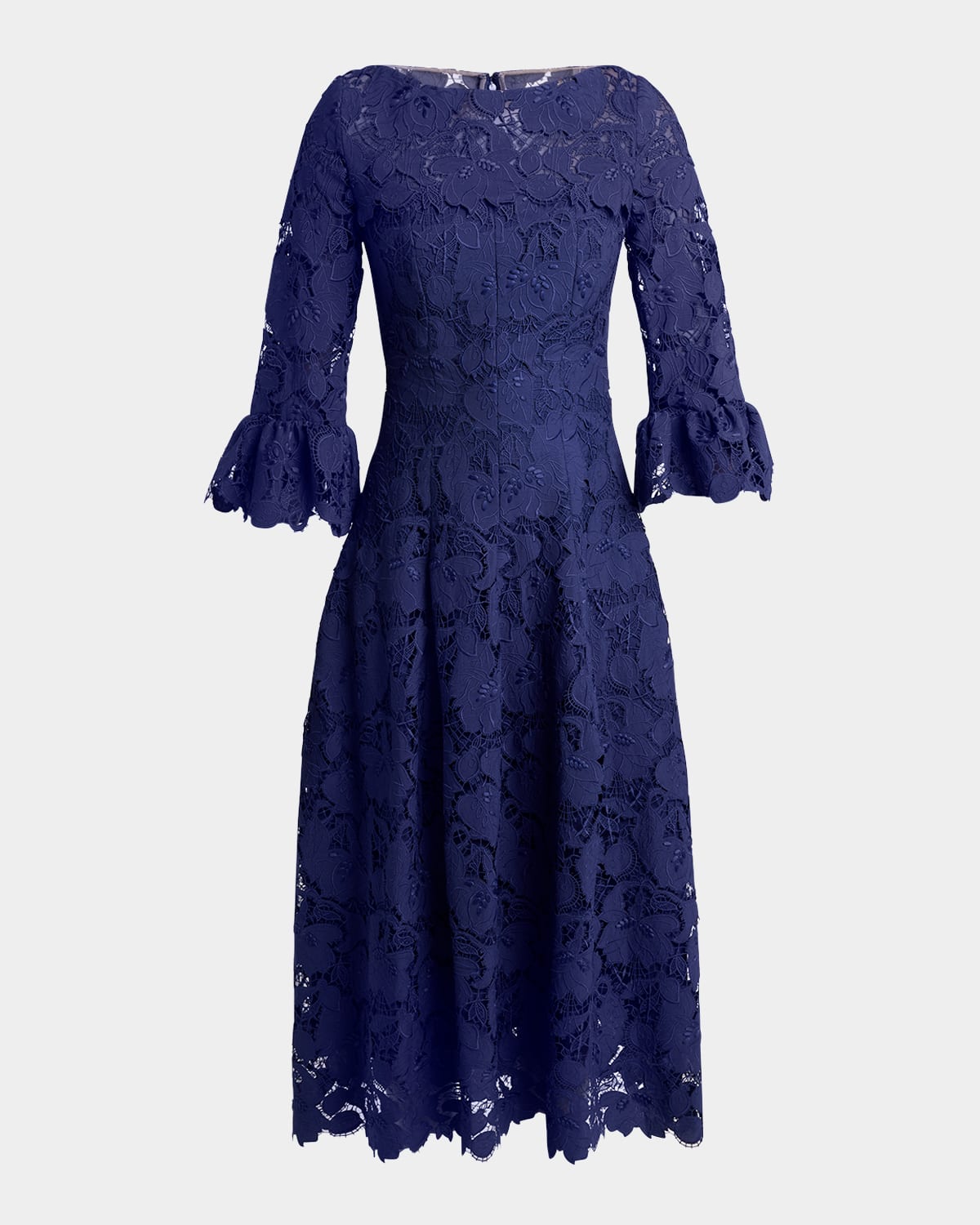 Lace 3/4-Sleeve Midi Dress