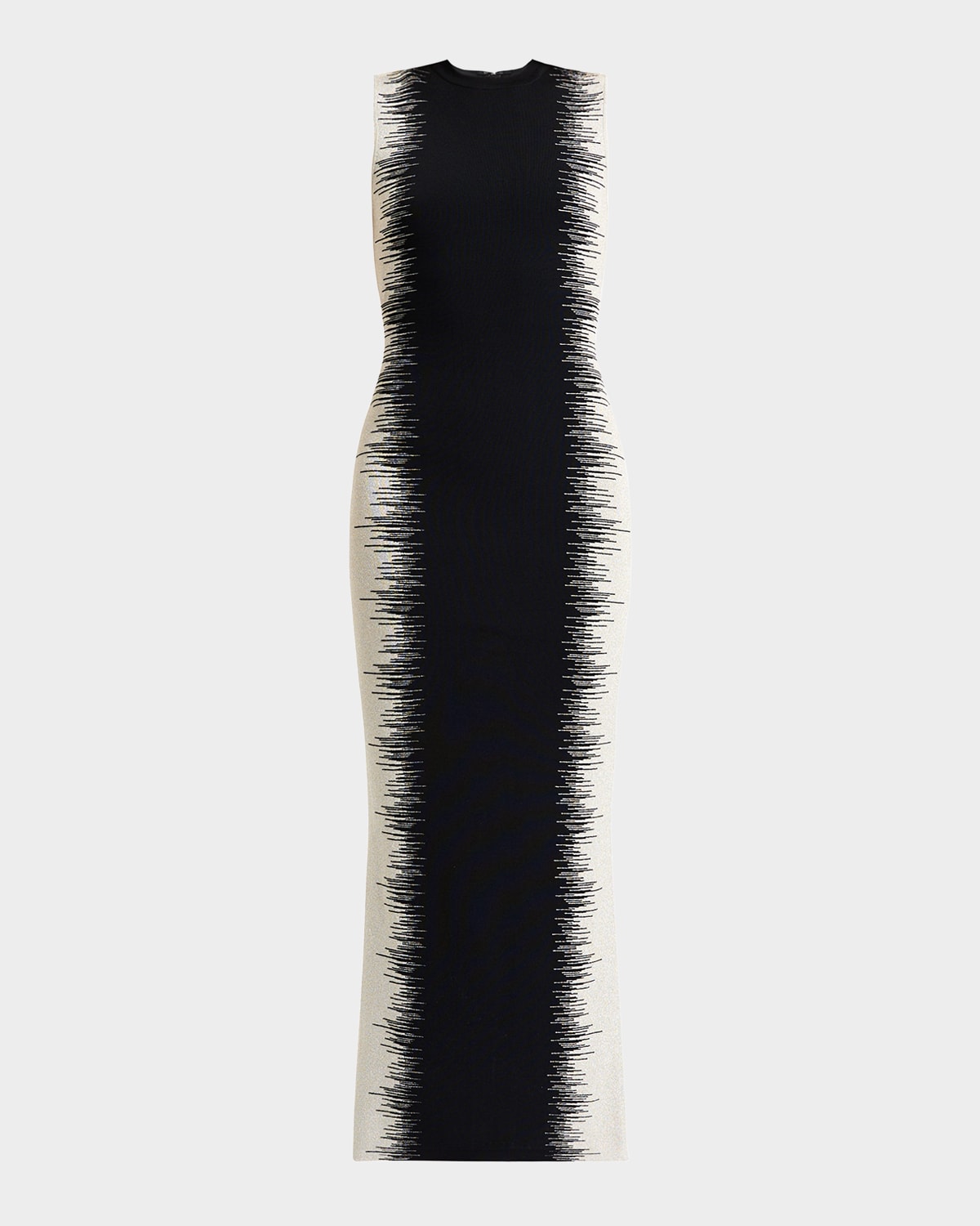 Herve Leger Womens Black Silver Ruby Sleeveless Intarsia-knit Pattern Gown In Black Silver Combo