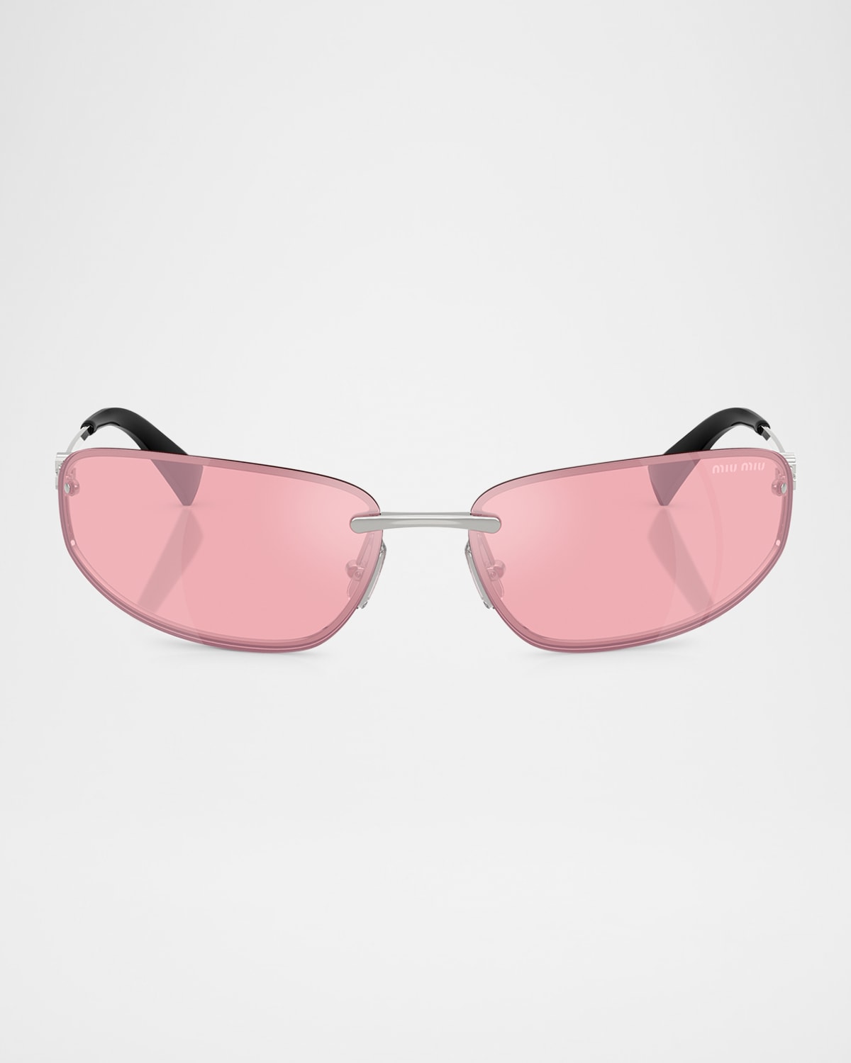 Miu Miu A50s Rimless Oval Metal Sunglasses In Pink