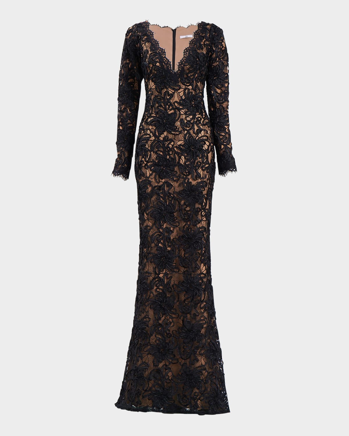 Eyelash Floral Lace Column Gown